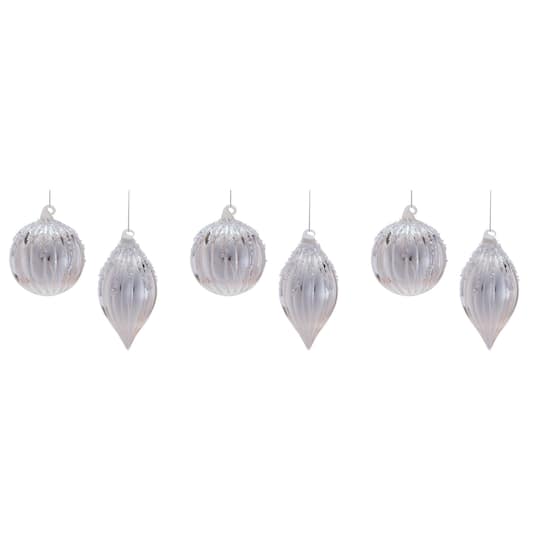 Melrose Silver Glass Ornament Set